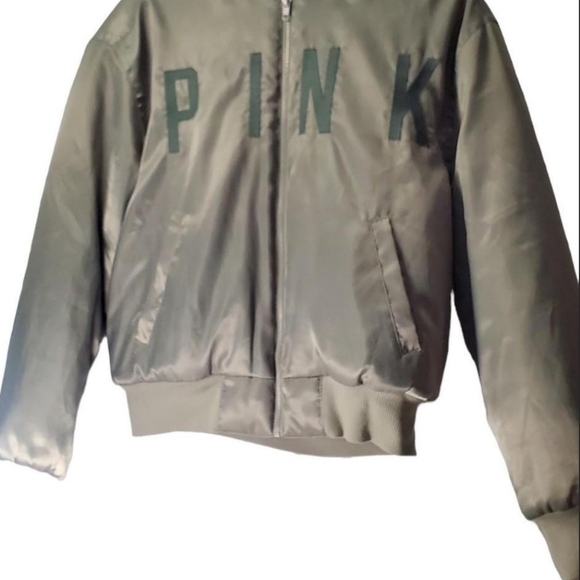 VICTORIA'S SECRET Hooded Bomber Jacket ARMY GREEN SIZE MEDIUM. - Picture 3 of 3